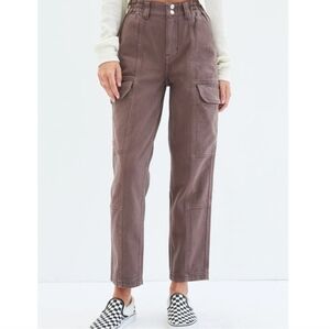 Pacsun Brown Denim Elastic Waist Cargo Jeans Relaxed Fit High Waist Women's XS